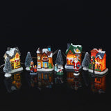 Christmas Village Set Resin Christmas Scene Village LED Lighted Miniature Houses Town Christmas Village Houses Gift