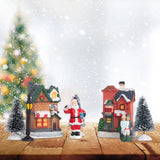 Christmas Village Set Resin Christmas Scene Village LED Lighted Miniature Houses Town Christmas Village Houses Gift - Extra Image