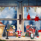Christmas Village Set Resin Christmas Scene Village LED Lighted Miniature Houses Town Christmas Village Houses Gift - Extra Image