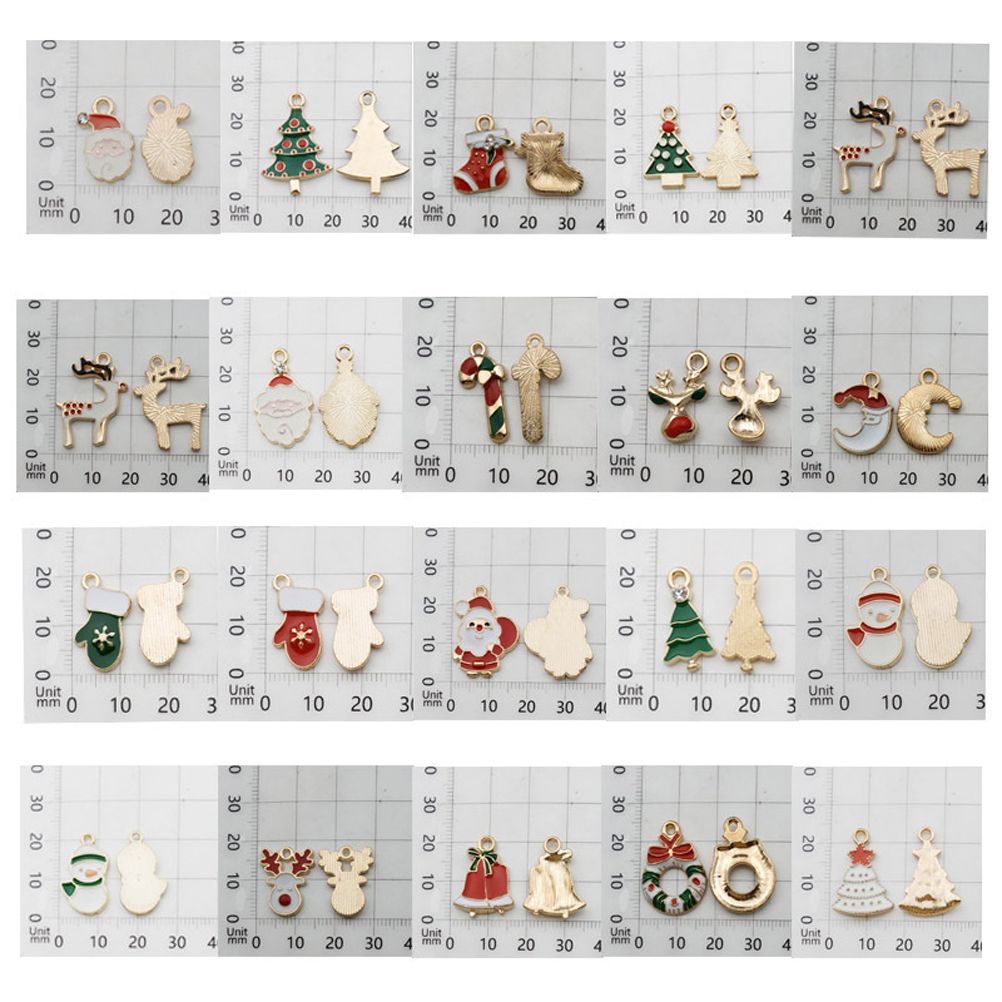 30PCS Christmas DIY Gold Plated Enamel Charm for Making Jewelry Necklaces Bracelets Earrings