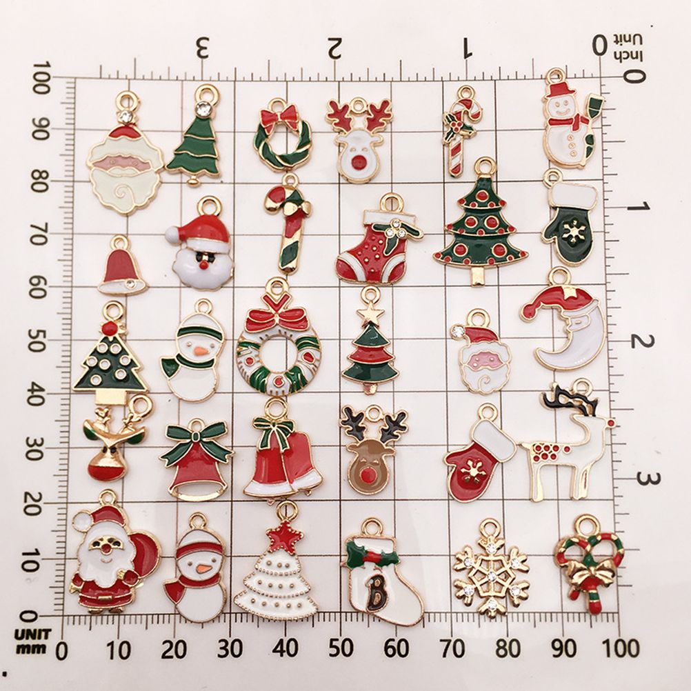 30PCS Christmas DIY Gold Plated Enamel Charm for Making Jewelry Necklaces Bracelets Earrings