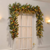 2.7m Christmas Rattan Garland with 50 Led Lights Artificial Christmas Garland Decorations for Xmas Tree Fireplaces Stairs Door Garden Yard