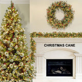 2.7m Christmas Rattan Garland with 50 Led Lights Artificial Christmas Garland Decorations for Xmas Tree Fireplaces Stairs Door Garden Yard
