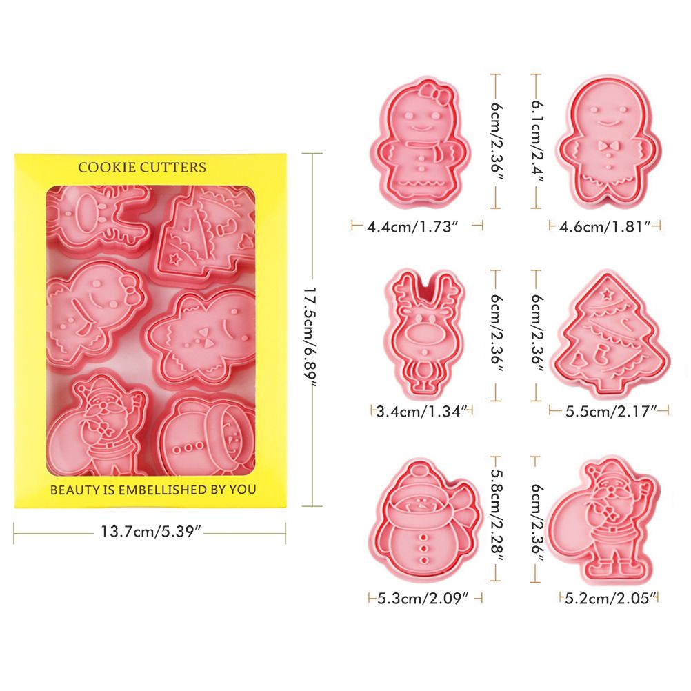 Christmas Cutter Mold Set 6 Piece Pattern Kitchen DIY Baking Mold For Biscuits Pastries Fondant Cakes