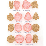 8 Pcs/Set Christmas Themed Cutters Santa Claus Christmas Tree DIY 3D Biscuits Mold Baking Mould Decorating Tools - Front View