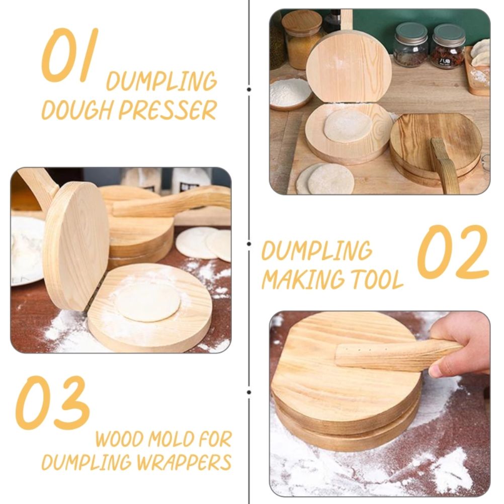 Wooden Dough Presser Tool Dumpling Skin Pressing Tool Dumpling Wrapper Making Mold Kitchen Gadget Baking Tool