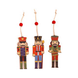 Christmas Tree Nutcracker Pendant Christmas Wood Walnut Soldier Hanging Decoration for Xmas Party Wall Fireplace Window