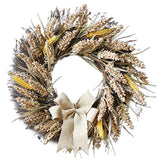 50CM Fall Wreath for Front Door Thanksgiving Wreath with Artificial Wheat Cereals Branches Autumn Door Wreath Harvest Wreath Decoration