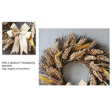 50CM Fall Wreath for Front Door Thanksgiving Wreath with Artificial Wheat Cereals Branches Autumn Door Wreath Harvest Wreath Decoration - Side View
