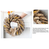 50CM Fall Wreath for Front Door Thanksgiving Wreath with Artificial Wheat Cereals Branches Autumn Door Wreath Harvest Wreath Decoration