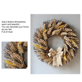 50CM Fall Wreath for Front Door Thanksgiving Wreath with Artificial Wheat Cereals Branches Autumn Door Wreath Harvest Wreath Decoration