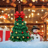 Christmas Wreath Handmade Xmas Tree Wreath Holiday Farmhouse Ornament Wreaths Decorations for Home Front Door Window - Top-Down View