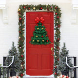 Christmas Wreath Handmade Xmas Tree Wreath Holiday Farmhouse Ornament Wreaths Decorations for Home Front Door Window - Rear View