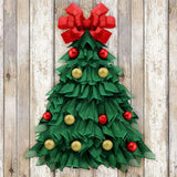 Christmas Wreath Handmade Xmas Tree Wreath Holiday Farmhouse Ornament Wreaths Decorations for Home Front Door Window