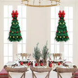 Christmas Wreath Handmade Xmas Tree Wreath Holiday Farmhouse Ornament Wreaths Decorations for Home Front Door Window - Extra Image