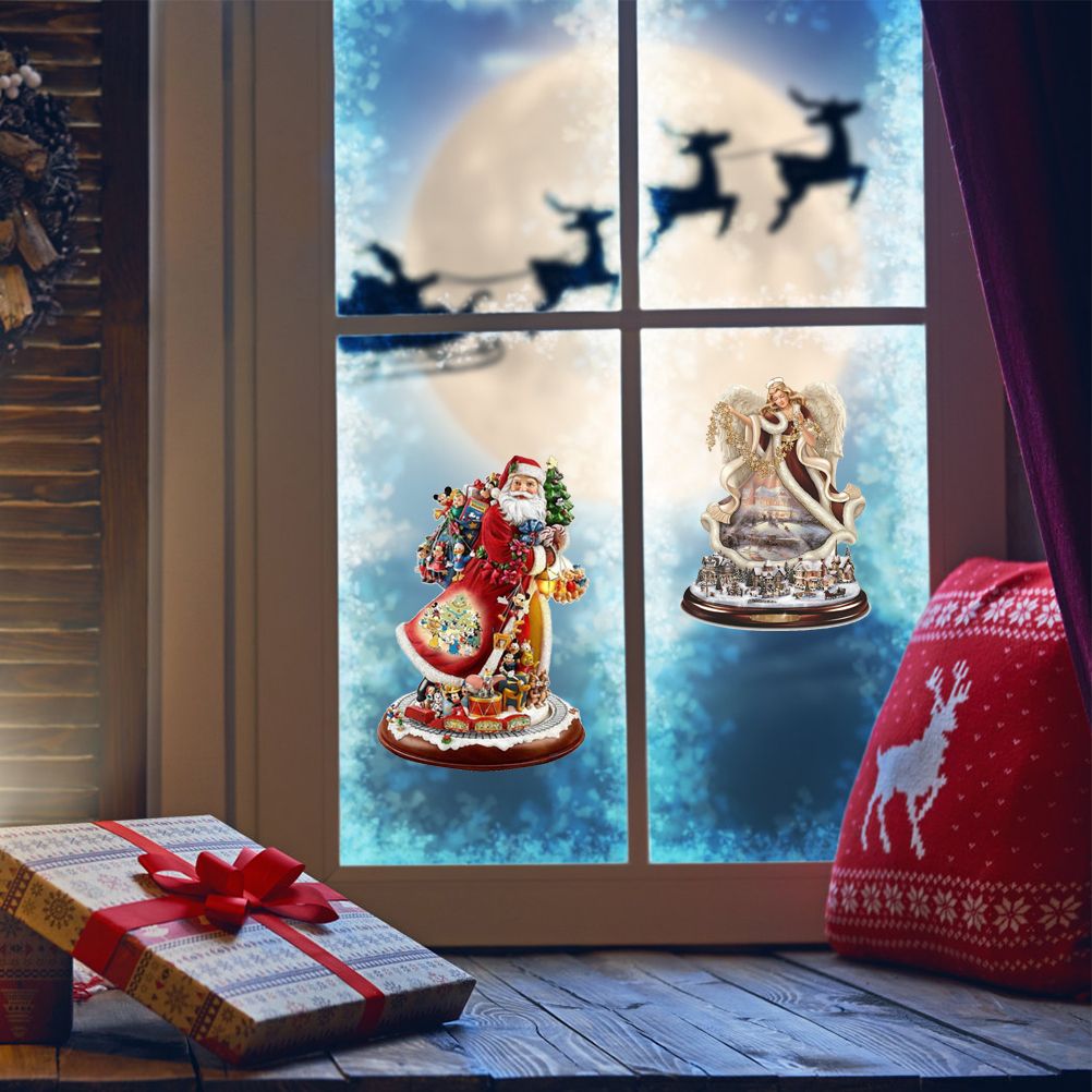 Christmas Santa Window Paste Stickers PVC Angel Merry Christmas Party Wall Stickers