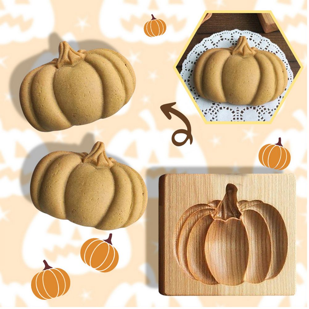 3D Cutter Embossing Mold Christmas Animal Pumpkin Cutter Baking Mold Funny Wooden Molds for Kitchen DIY