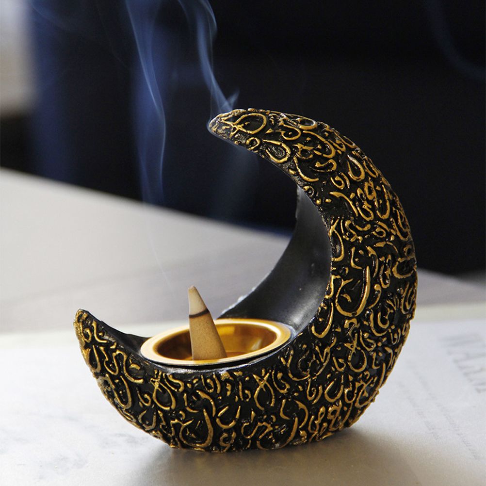 Incense Holder Moon Shape Aroma Stove Holder Resin Incense Holder Aromatherapy Stove Desktop Ornament Home Office Decor