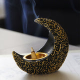 Incense Holder Moon Shape Aroma Stove Holder Resin Incense Holder Aromatherapy Stove Desktop Ornament Home Office Decor