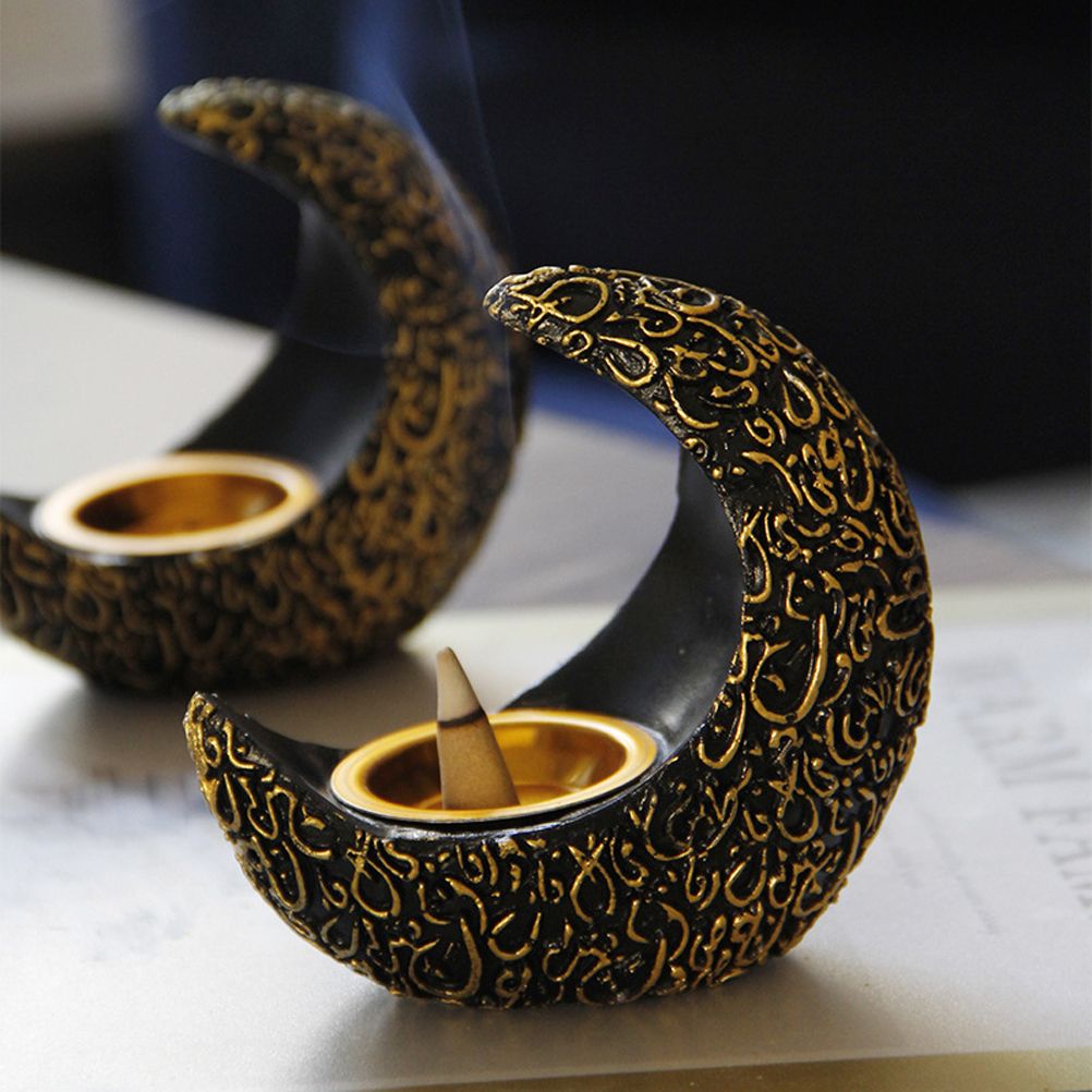 Incense Holder Moon Shape Aroma Stove Holder Resin Incense Holder Aromatherapy Stove Desktop Ornament Home Office Decor
