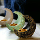 Incense Holder Moon Shape Aroma Stove Holder Resin Incense Holder Aromatherapy Stove Desktop Ornament Home Office Decor