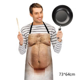 Funny Men Belly Cooking Aprons Kitchen Barbecue Funny Printing Aprons 3D Apron - Front View