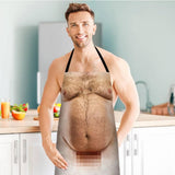 Funny Men Belly Cooking Aprons Kitchen Barbecue Funny Printing Aprons 3D Apron - 45-Degree Angle