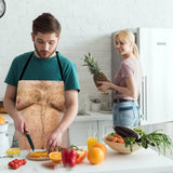 Funny Men Belly Cooking Aprons Kitchen Barbecue Funny Printing Aprons 3D Apron - Close-Up Angle