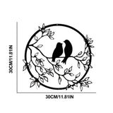 Metal Wall Art Bird on Branch Round Wall Art Bird Sign Wall Silhouette Bird Iron Artwork Hanging for Living Room Office - Front View