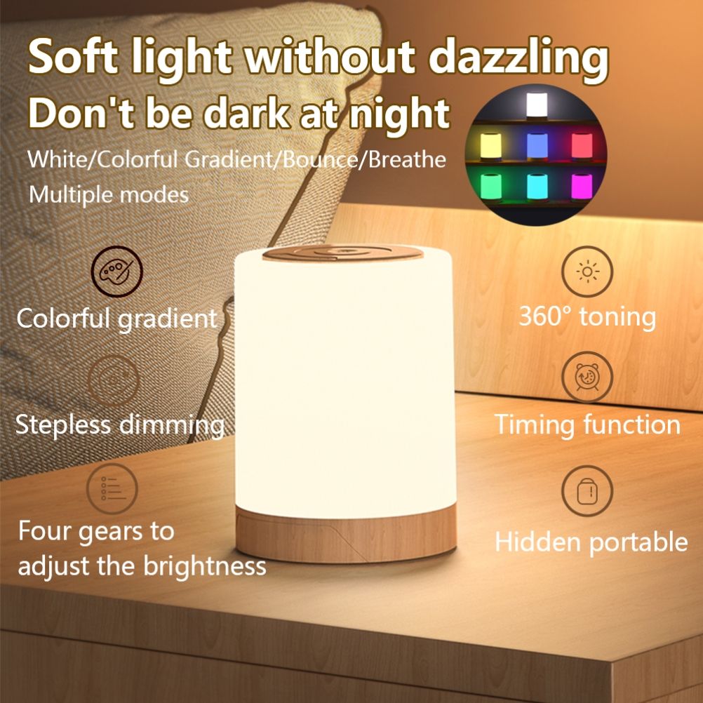 LED Touch Lamp USB Rechargeable Table Bedside Lamps Dimmable RGB Warm White Night Lights for Outdoor Living Room Bedroom Office