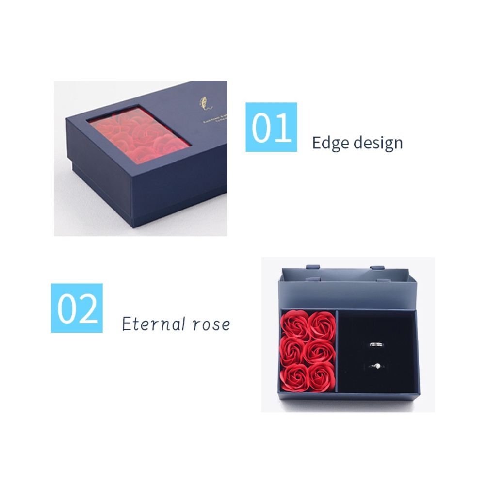 Rose Jewellery Gift Box Real Eternal Roses Handmade Rose Jewellery Storage Box for Girlfriend Wife Wedding Mother's Day