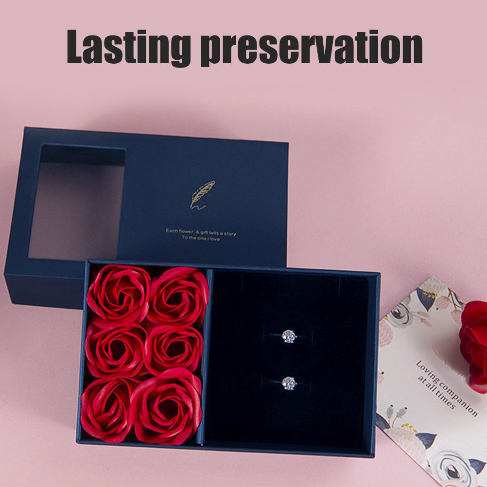 Rose Jewellery Gift Box Real Eternal Roses Handmade Rose Jewellery Storage Box for Girlfriend Wife Wedding Mother's Day