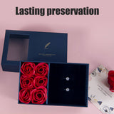 Rose Jewellery Gift Box Real Eternal Roses Handmade Rose Jewellery Storage Box for Girlfriend Wife Wedding Mother's Day - Low Angle
