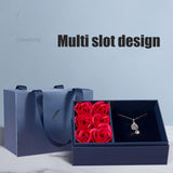 Rose Jewellery Gift Box Real Eternal Roses Handmade Rose Jewellery Storage Box for Girlfriend Wife Wedding Mother's Day