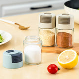 Push Type Salt Shaker Spice Jars with Lid Sealed Dust Proof Seasoning Jar Glass Bottle Kitchen Cooking Tools - 45-Degree Angle