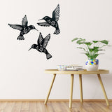 3 Pieces Metal Hummingbird Wall Art Decoration Hollow Out Iron Bird Sculpture Waterproof Wall Hanging Figurines for Garden and Living Room Decor