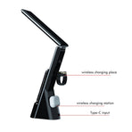 Eye Caring Desk Lamp with Wireless Charger Touch Dimming LED Table Lamps Folding Reading Light for Students