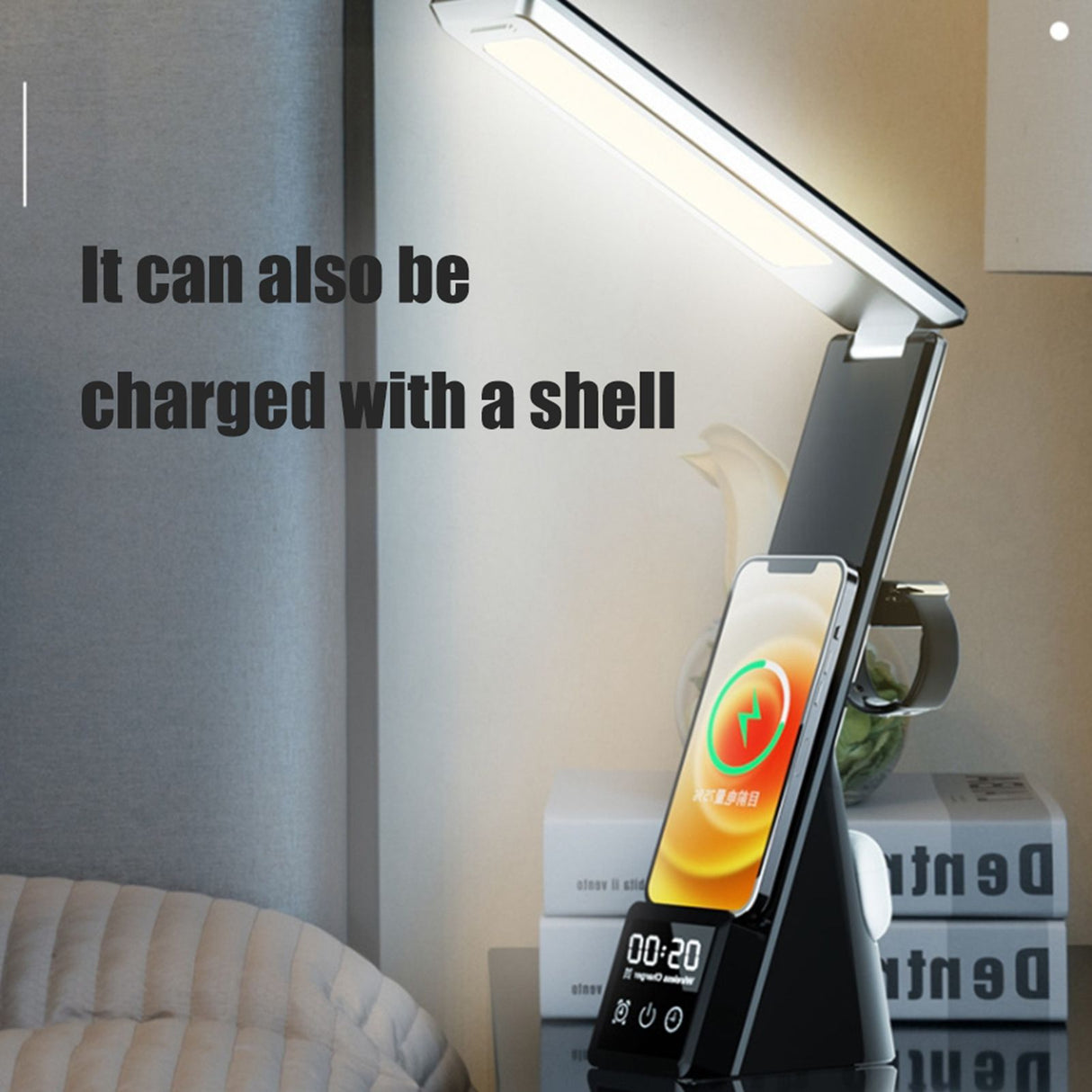 Eye Caring Desk Lamp with Wireless Charger Touch Dimming LED Table Lamps Folding Reading Light for Students