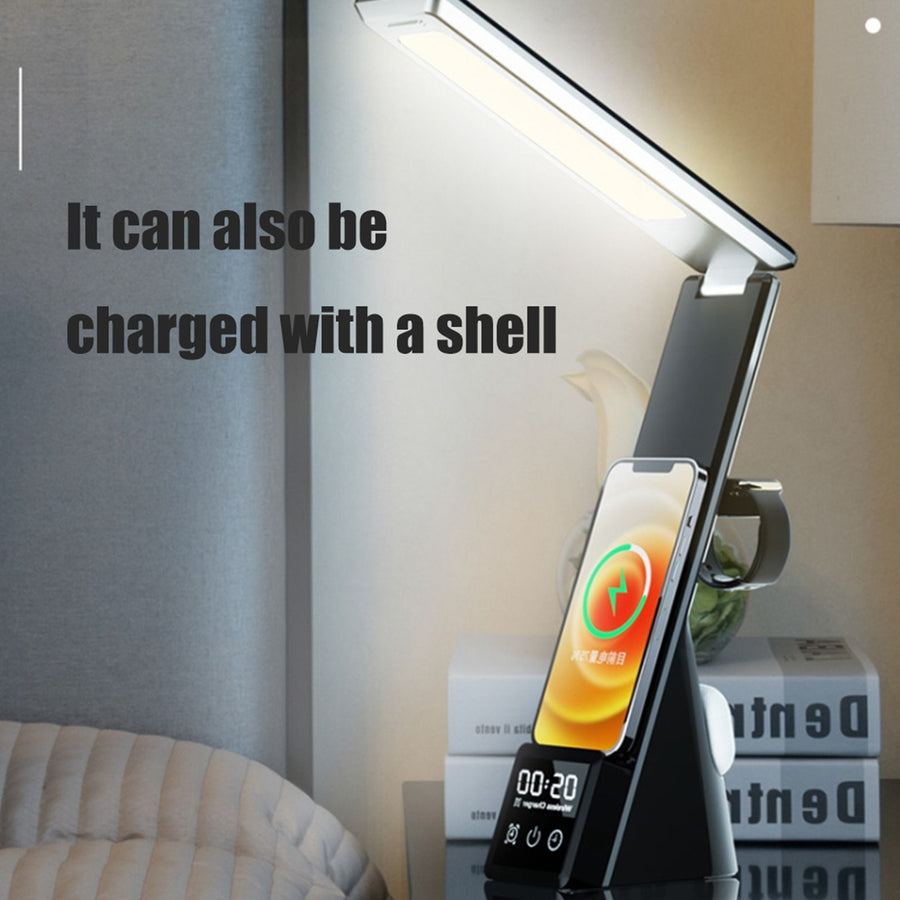 Eye Caring Desk Lamp with Wireless Charger Touch Dimming LED Table Lamps Folding Reading Light for Students