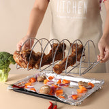 Stainless Steel Barbecue Bracket Rib Rack Barbecue Grilling Rack Non Stick Beef Steak Holder for Outdoor Picnic Barbecue Supplies - Top-Down View