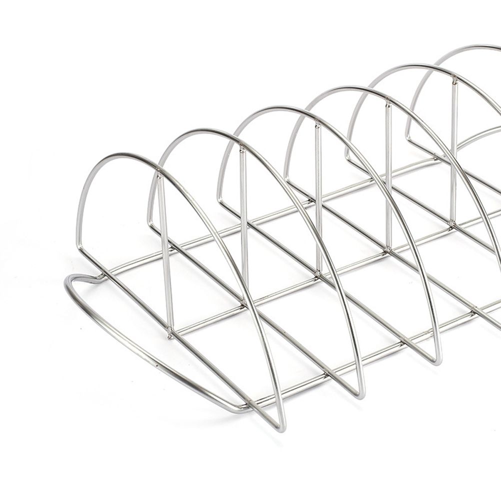 Stainless Steel Barbecue Bracket Rib Rack Barbecue Grilling Rack Non Stick Beef Steak Holder for Outdoor Picnic Barbecue Supplies