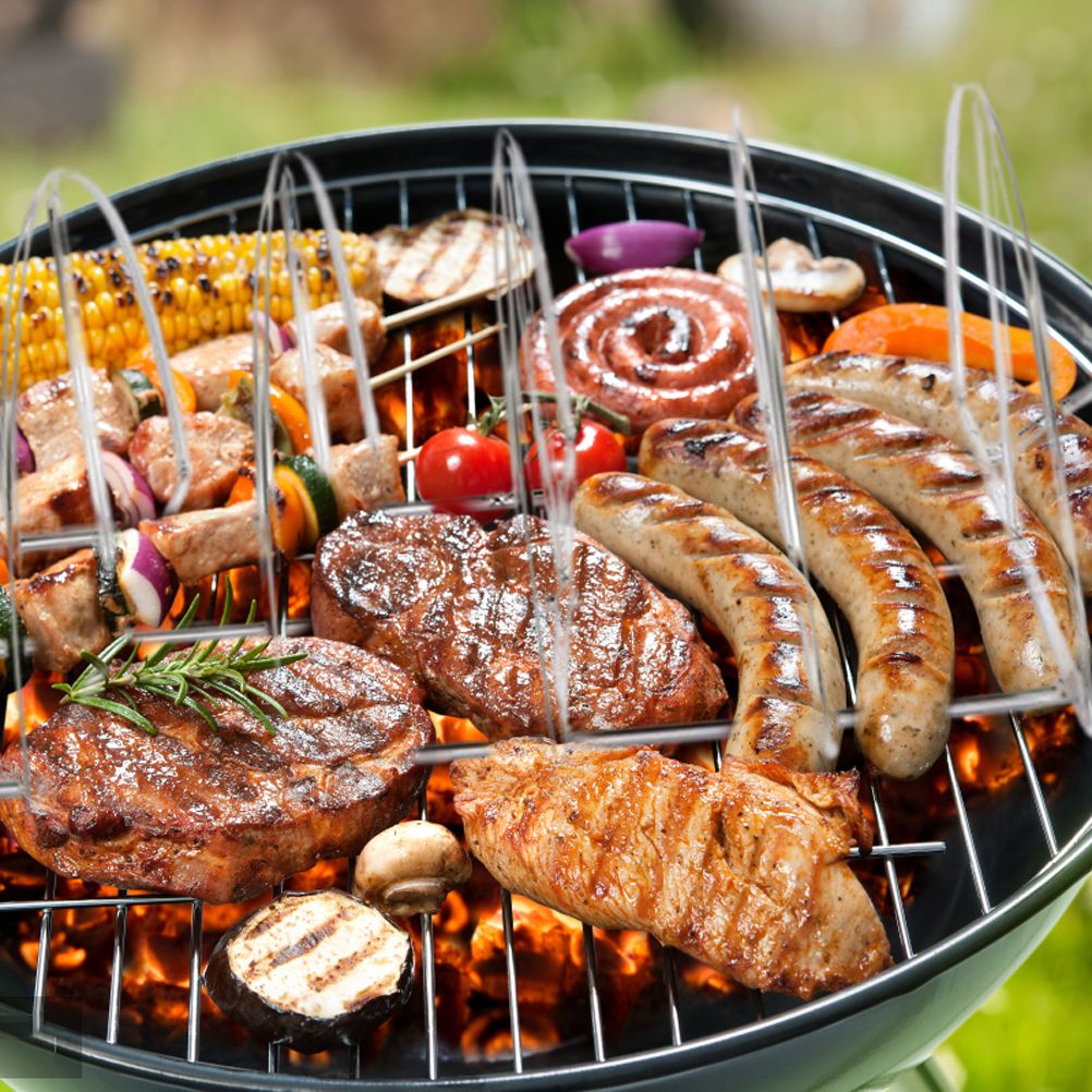 Stainless Steel Barbecue Bracket Rib Rack Barbecue Grilling Rack Non Stick Beef Steak Holder for Outdoor Picnic Barbecue Supplies