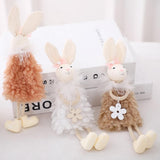 Cute Easter Hanging Bunny Ornaments Easter Bunny Figurine Decorations for Hanging on Trees Windows Easter Decor - 45-Degree Angle