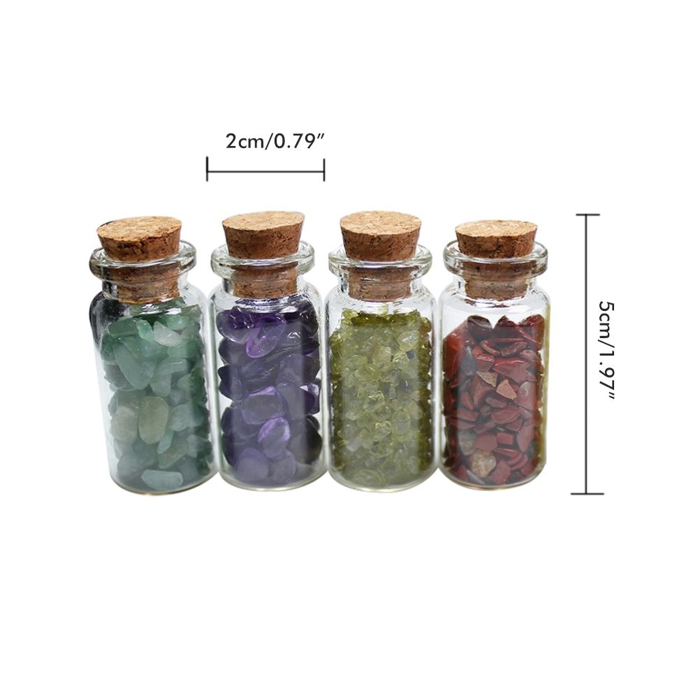15Pcs Mini Wishing Bottles Chip Stone Set Crystal Tumbled Reiki Stones Collection Gift Home Decor