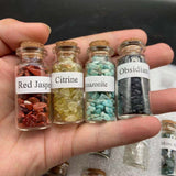 15Pcs Mini Wishing Bottles Chip Stone Set Crystal Tumbled Reiki Stones Collection Gift Home Decor