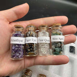 15Pcs Mini Wishing Bottles Chip Stone Set Crystal Tumbled Reiki Stones Collection Gift Home Decor