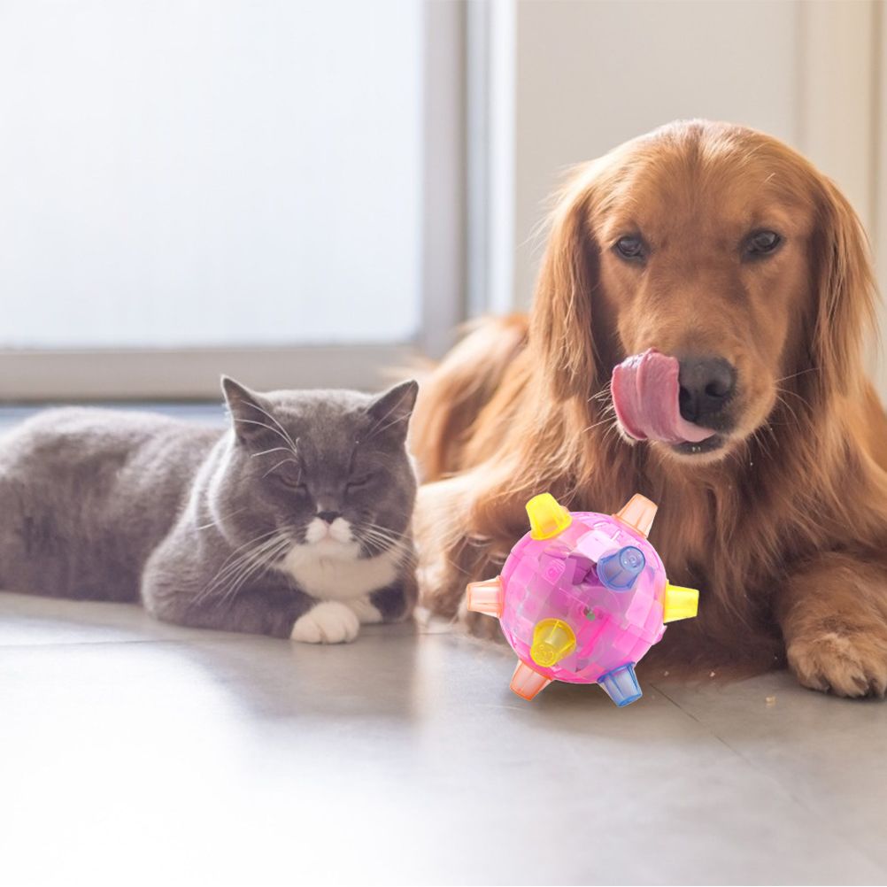 Pet Glowing Bouncing Ball Toy for Dogs Flashing Ball Elastic Flash LED Dog Toy with Light and Music Gift for Pets