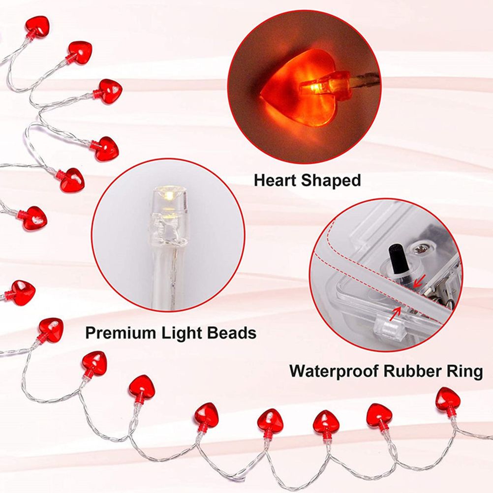 Love Heart Shaped String Lights 6 Meter 40 Leds Heart Love Valentine Lights for Wedding Party Birthday Home Decor