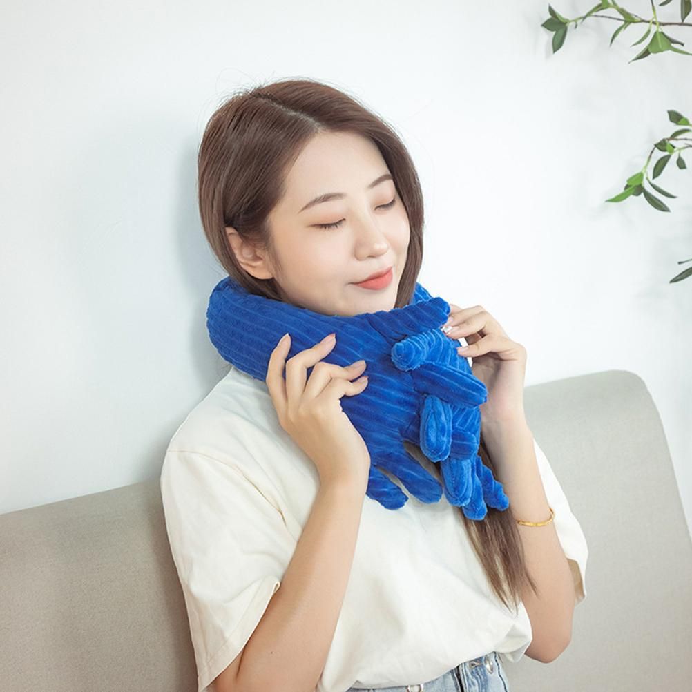 Blue Hand Shape Plush Pillows Long Strip Palm Cushion for Home Travel and Camping Sofa Pillows