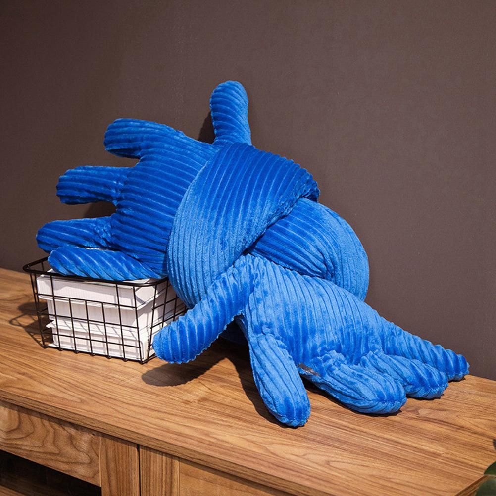 Blue Hand Shape Plush Pillows Long Strip Palm Cushion for Home Travel and Camping Sofa Pillows